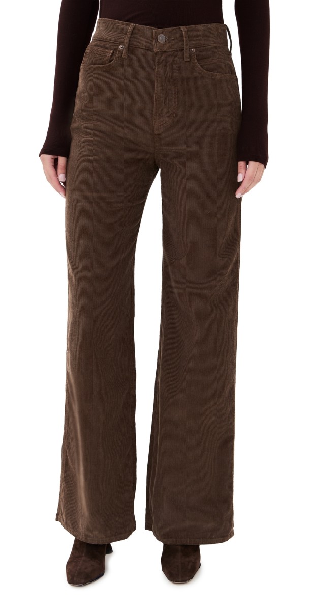 Veronica Beard Jean Taylor High Rise Wide Leg Corduroy Pants Dark Umber