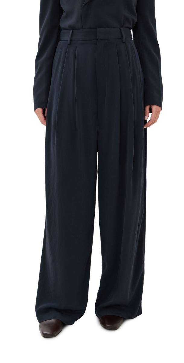 Tibi Relaxed Suiting Triple Pleat Pants Navy