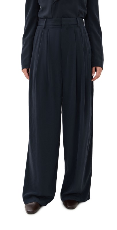 Tibi Relaxed Suiting Triple Pleat Pants Navy