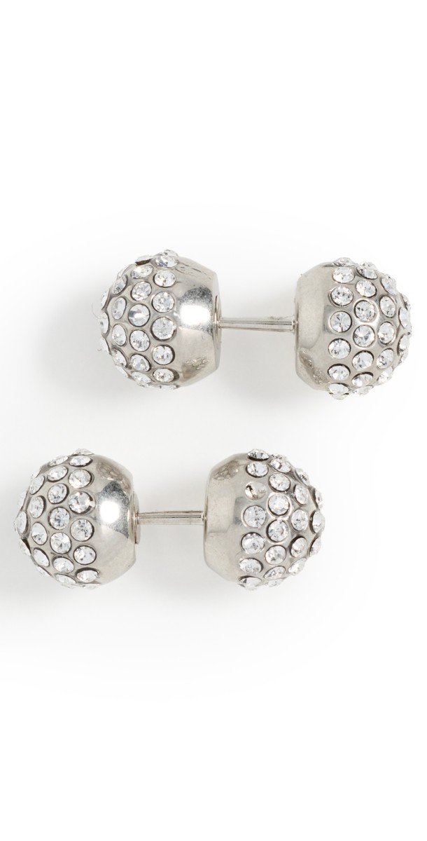 Acne Studios Crystal Sphere Earrings Silver