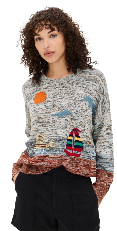 THE GREAT. The Boating Pullover Sea Breeze Multi