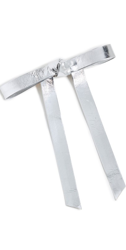 Lele Sadoughi Bardot Faux Leather Bow Barrette Silver
