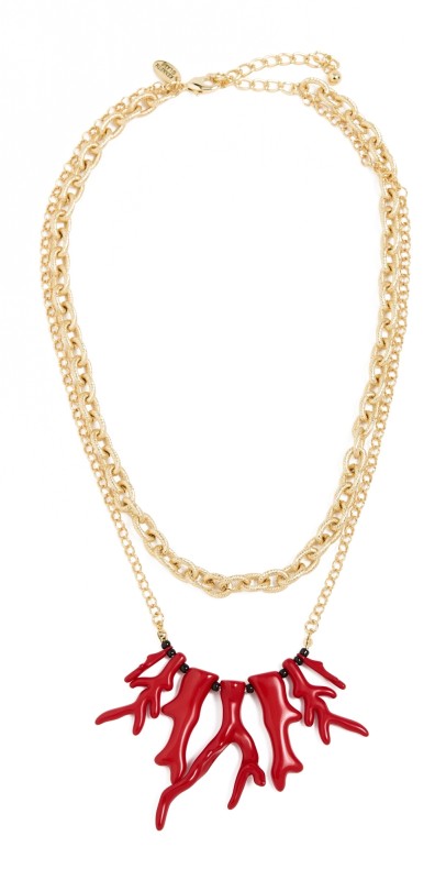 Kenneth Jay Lane Coral Layered Necklace Gold/Coral