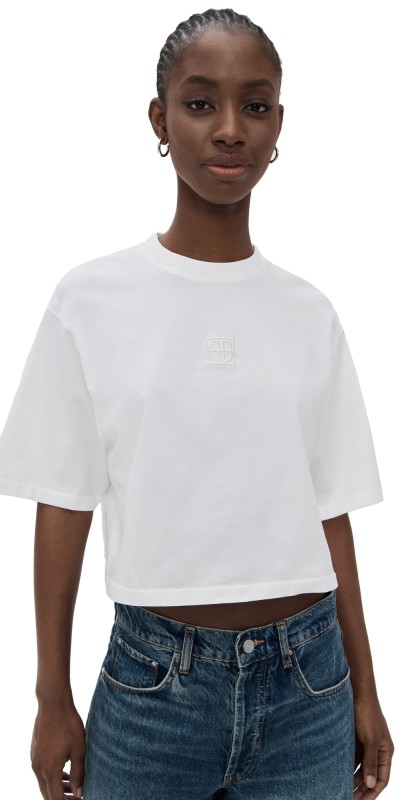 ANINE BING Myers Cropped Tee Ivory
