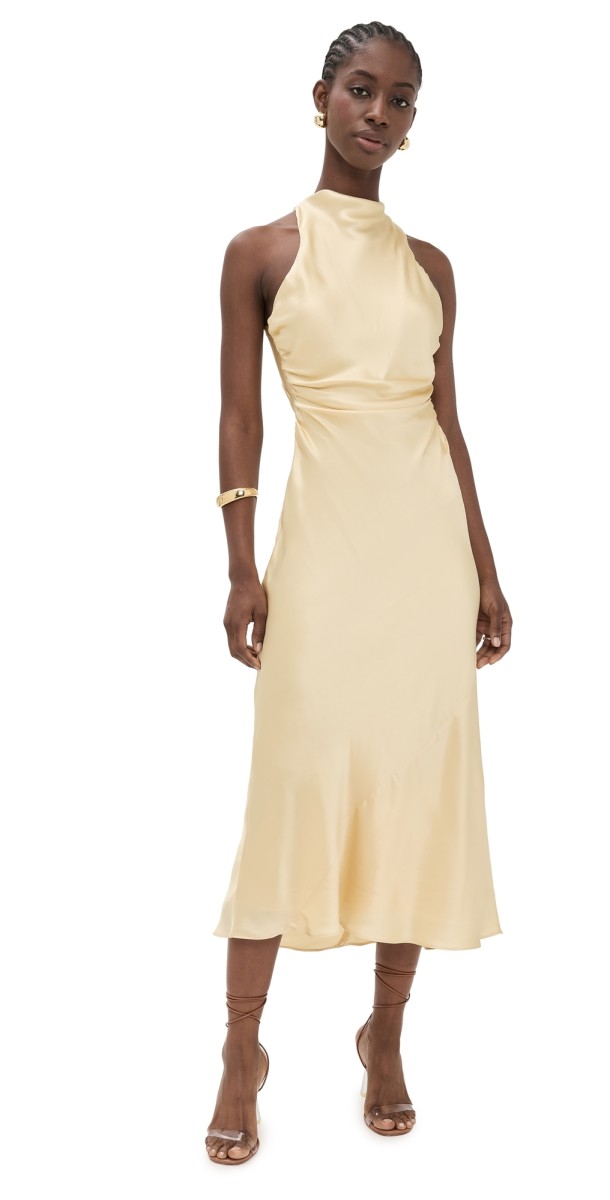 Reformation Casette Silk Dress Blonde