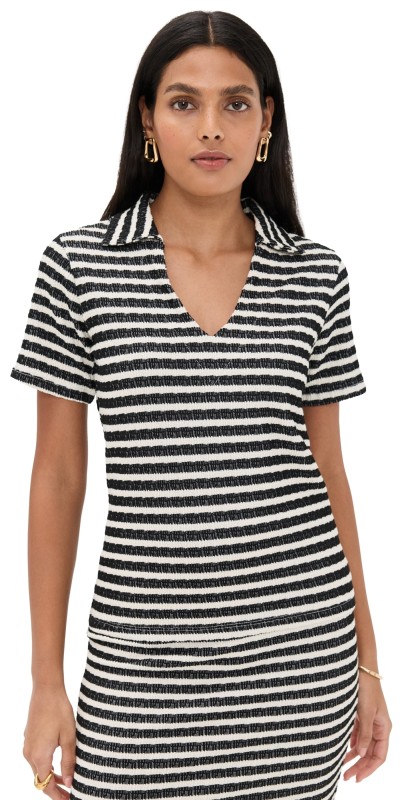 LE BOP Mila Polo Top Black Stripe