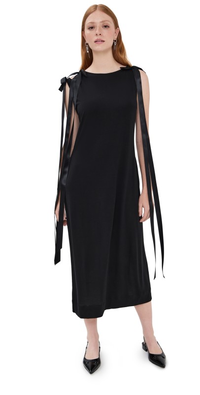 Simone Rocha Bow Ribbon Tail Dress Black