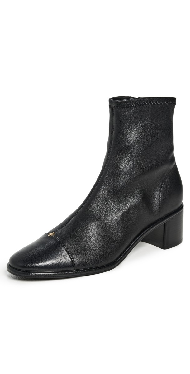 Tory Burch Cap Toe Heel Ankle Boots Perfect Black