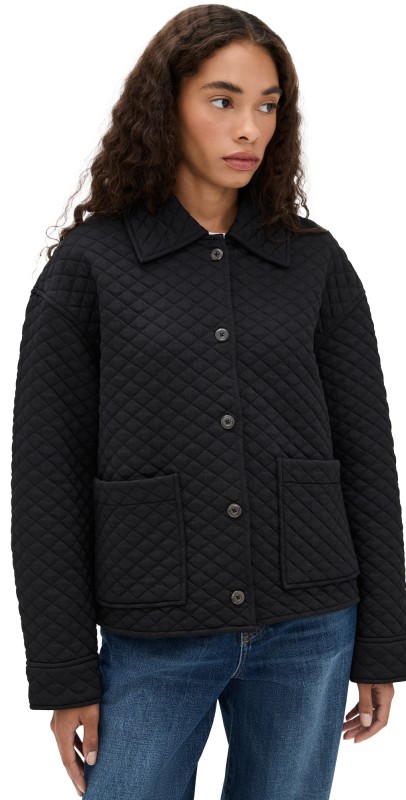 Vince Quilted Collared Jacket Black