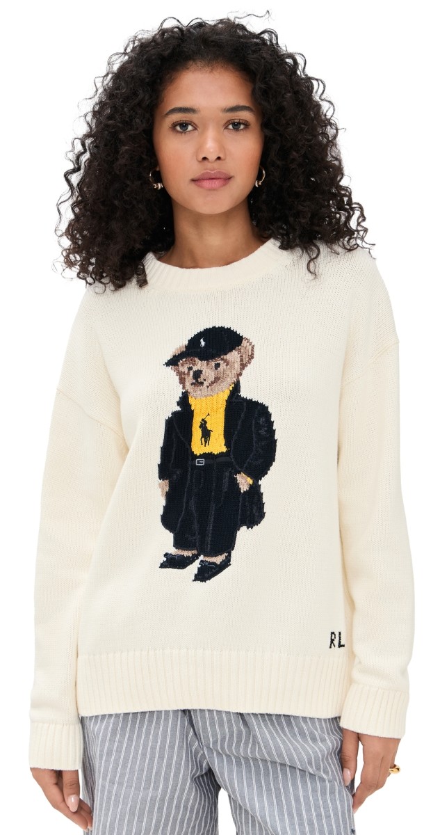 Polo Ralph Lauren Cotton Long Sleeve Crew Neck Pullover Clubhouse Cream Multi