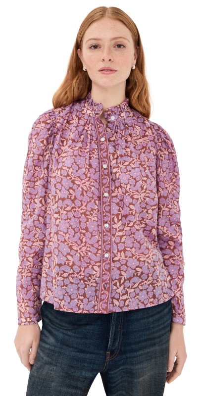 Alix of Bohemia Artemis Twilight Floral Shirt Purple