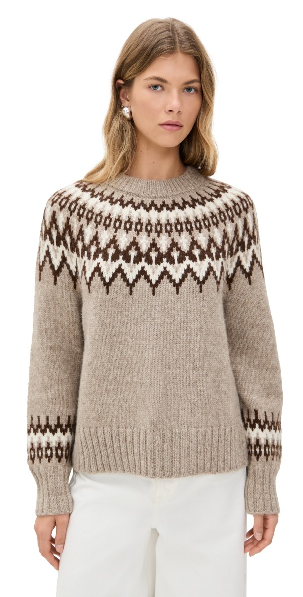 Jenni Kayne Thatcher Alpaca Crewneck Sweater Taupe