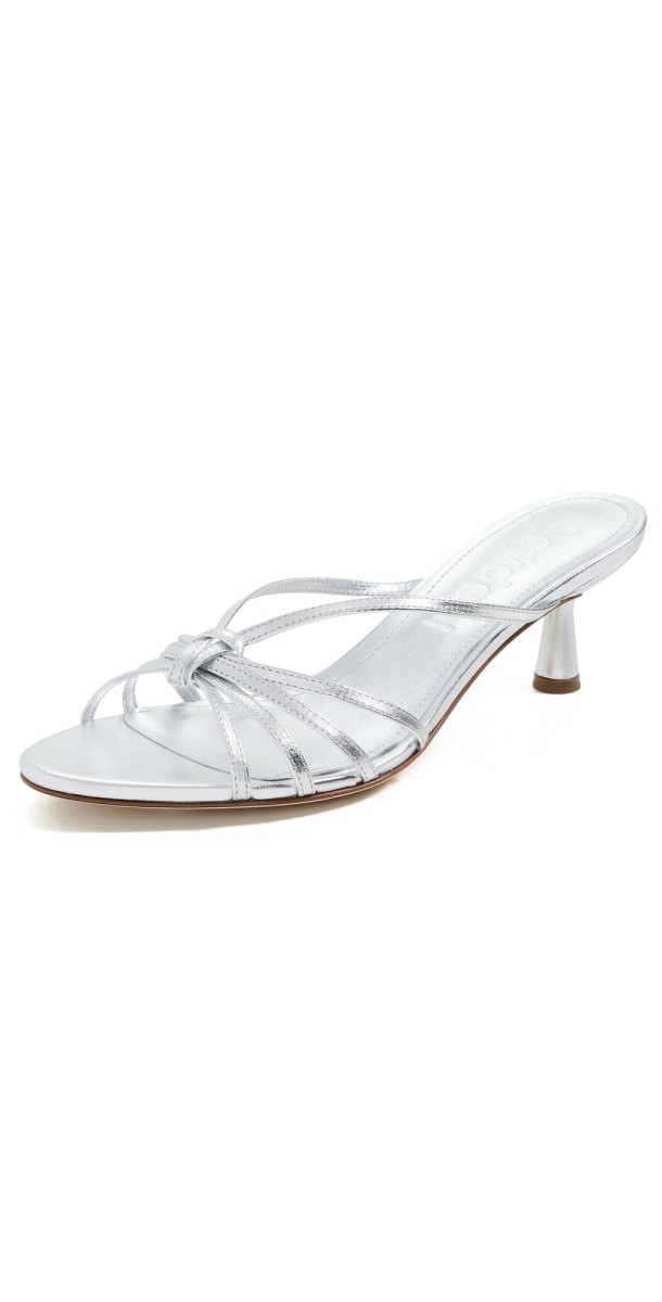 AEYDE Abby Laminated Nappa Leather Sandals Silver