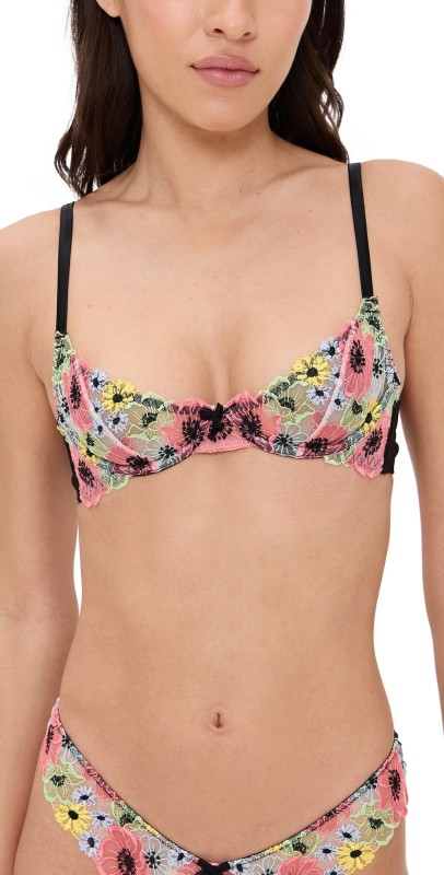 Fleur du Mal Azalea Embroidery Bra Black