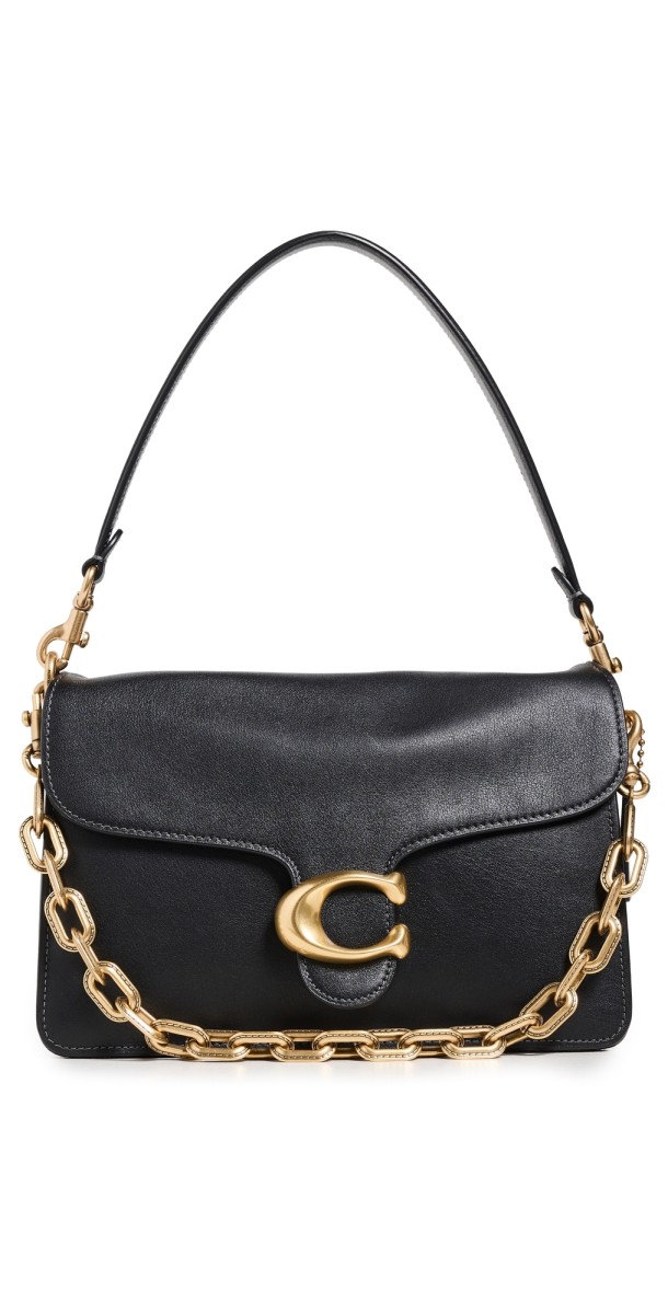 Coach Soft Grain Leather Chain Tabby Shoulder Bag B4/Black