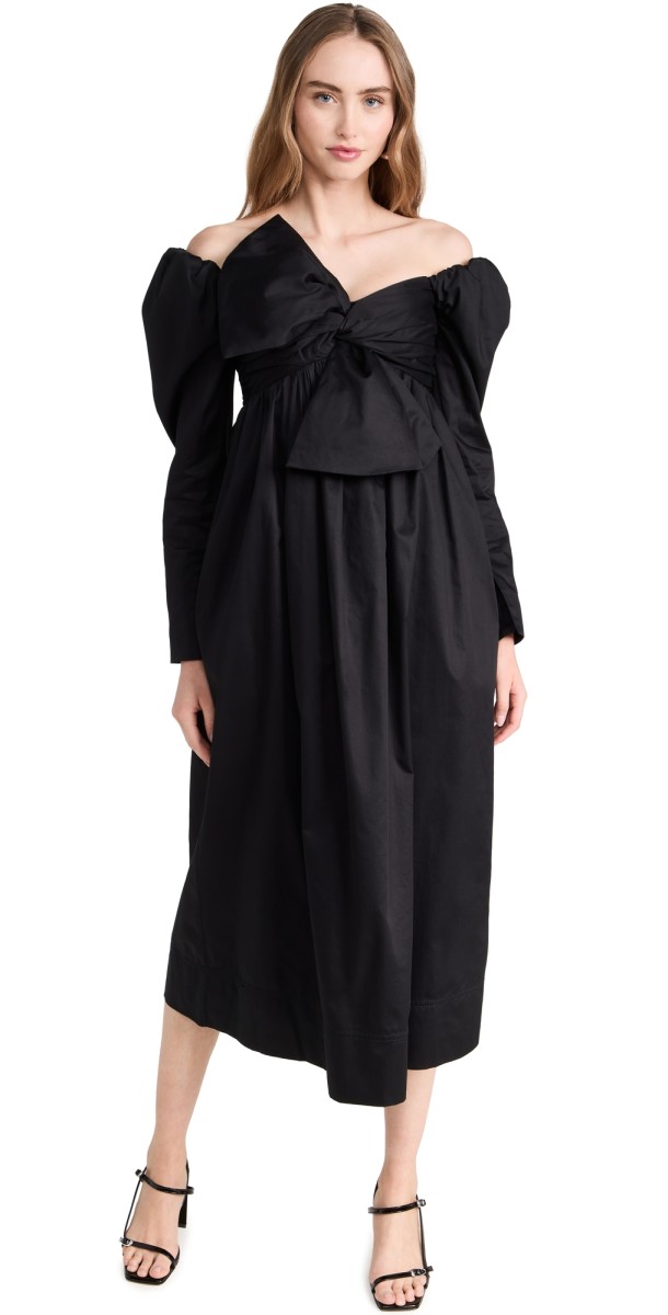 Aje Valentina Bow Midi Dress Black