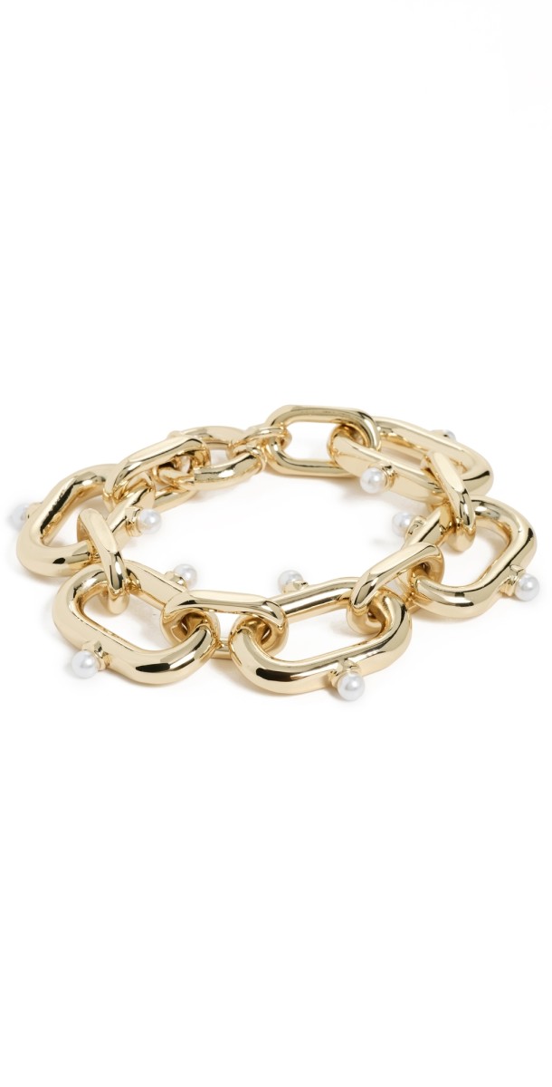 Kenneth Jay Lane Gold Links Bracelet Gold/Pearl