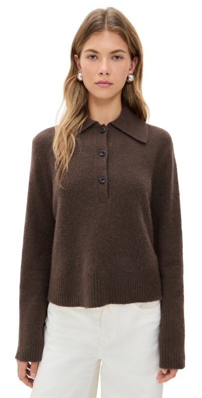 Jenni Kayne Cashmere Stevie Polo Chocolate