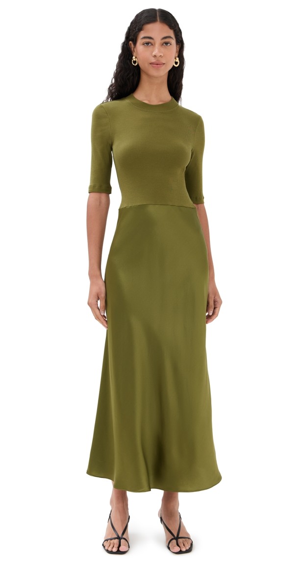 Rosetta Getty Combo T-Shirt Dress Olive