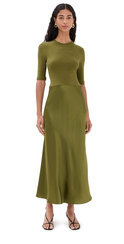 Rosetta Getty Combo T-Shirt Dress Olive