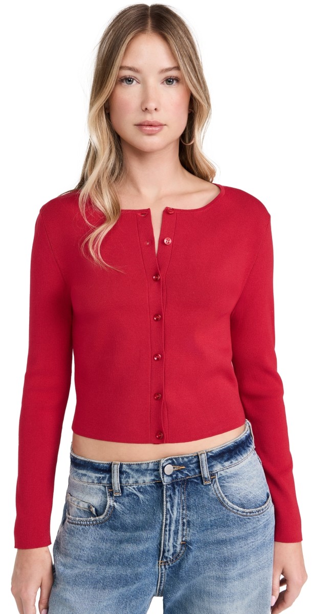 525 Eva Cardigan Cherry Red
