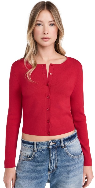 525 Eva Cardigan Cherry Red