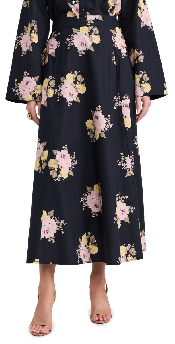 byTiMo Poplin Skirt Black Posy