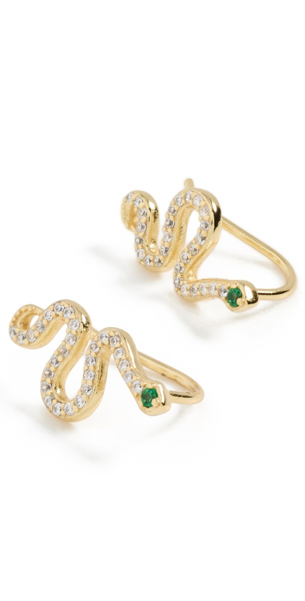 SHASHI Serpent Climber Earrings Gold