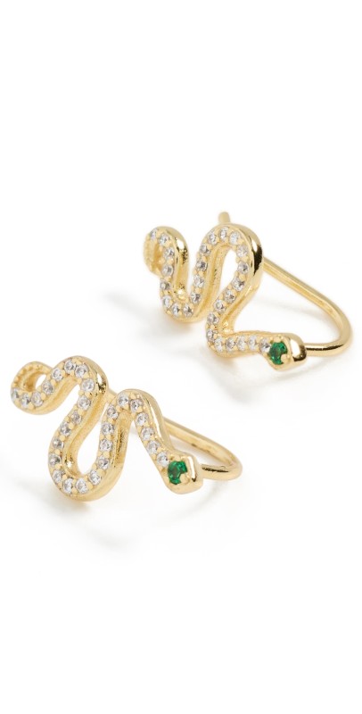 SHASHI Serpent Climber Earrings Gold