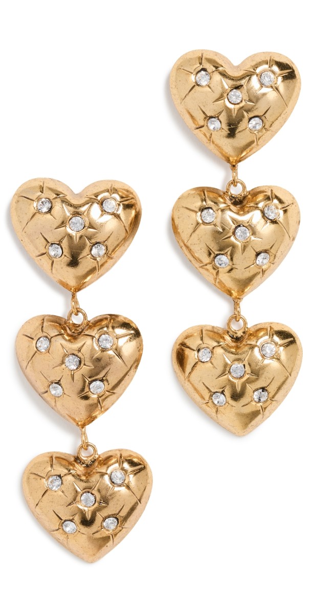 Jennifer Behr Harlow Earrings Crystal Antique Gold