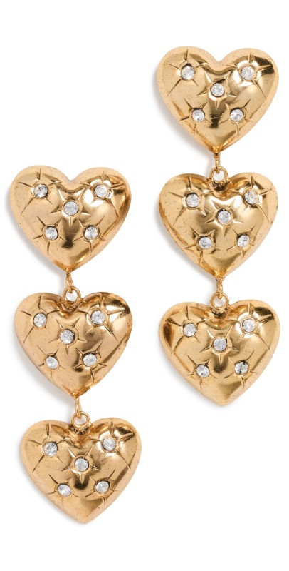 Jennifer Behr Harlow Earrings Crystal Antique Gold
