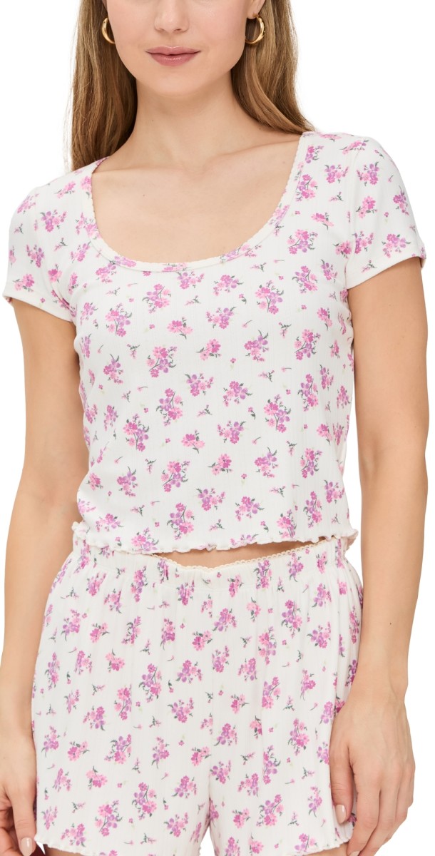 Z Supply Flower Market Ditsy Tee Bone