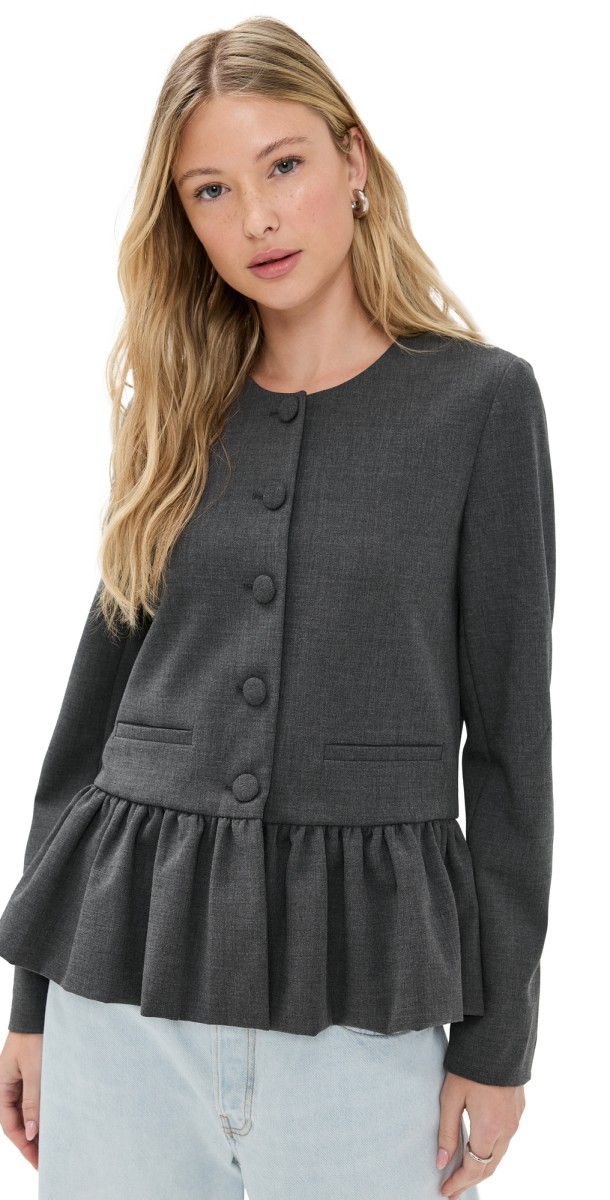 WAYF Blakely Peplum Jacket Charcoal