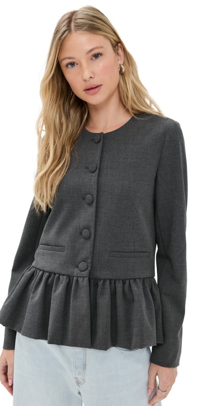 WAYF Blakely Peplum Jacket Charcoal