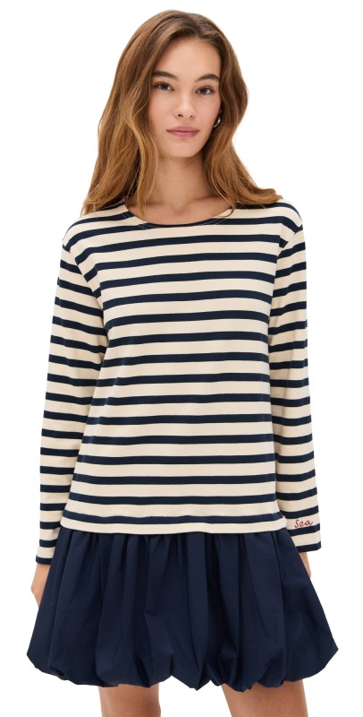 Sea Athena Solid Combo T-Shirt Bubble Dress Multi