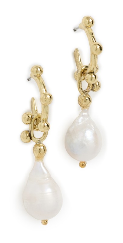 Ulla Johnson Lilith White Pearl Hoop Earrings Pearl