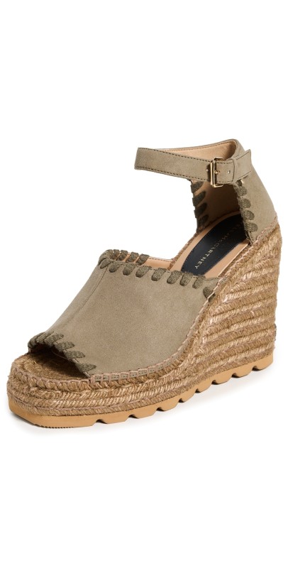 Stella McCartney Gaia Laced Alter Suede Sandals Dark Loden