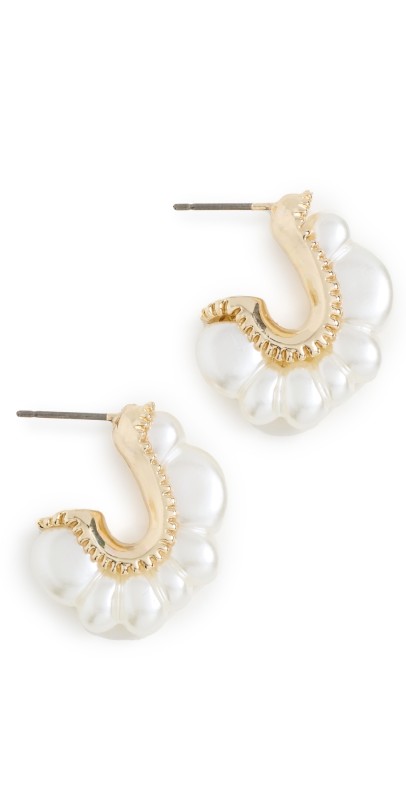 Argento Vivo TT Irregular Pearl Bubble Hoops Gold