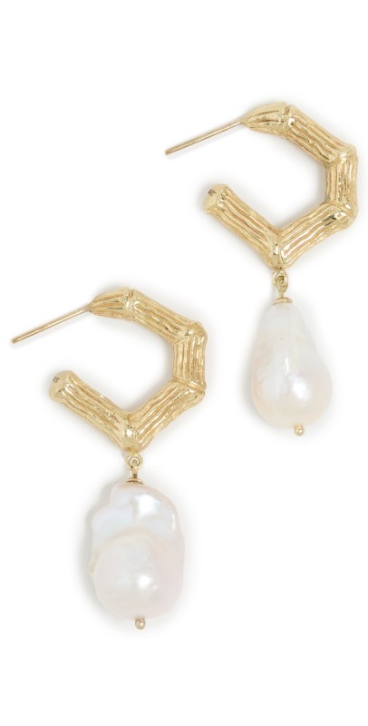 ALÉMAIS Team Spirit Bamboo and Pearl Earrings Gold