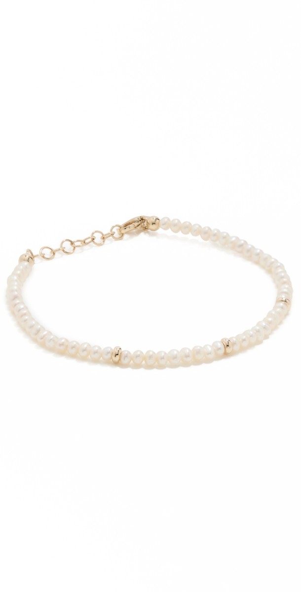 EF Collection 14k Pearl Birthstone Bead Bracelet 14k Yellow Gold