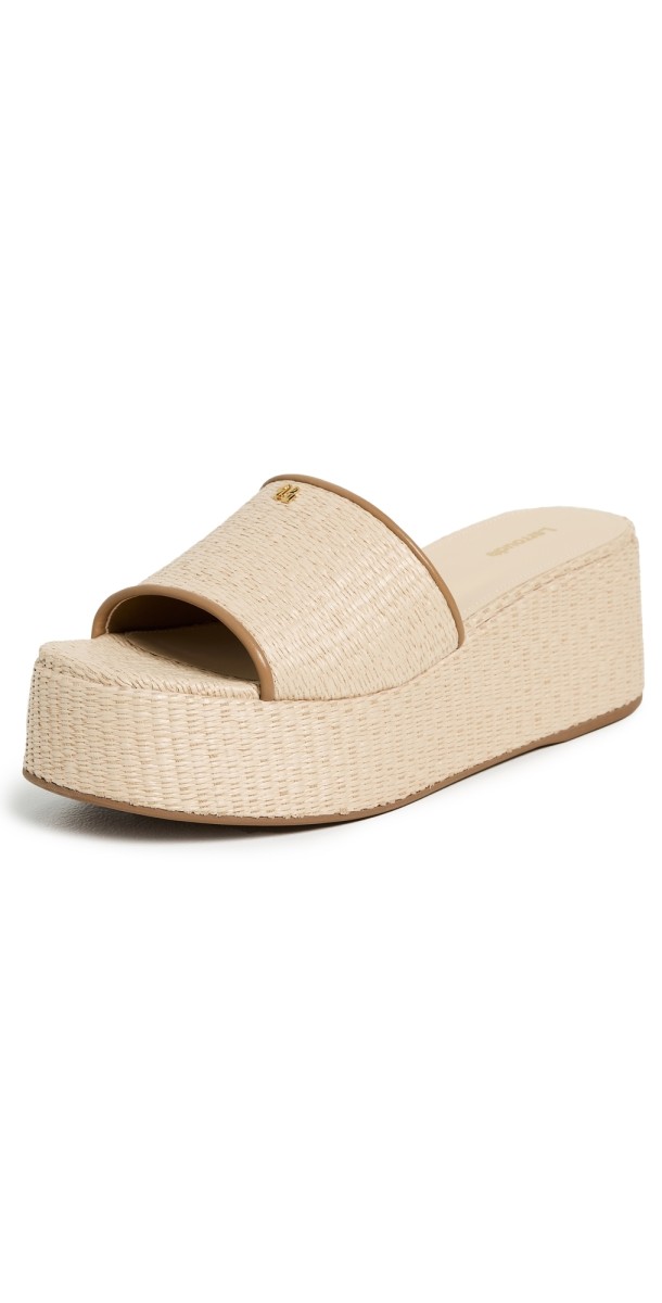 Larroudé Alex Flatform Mules Natural