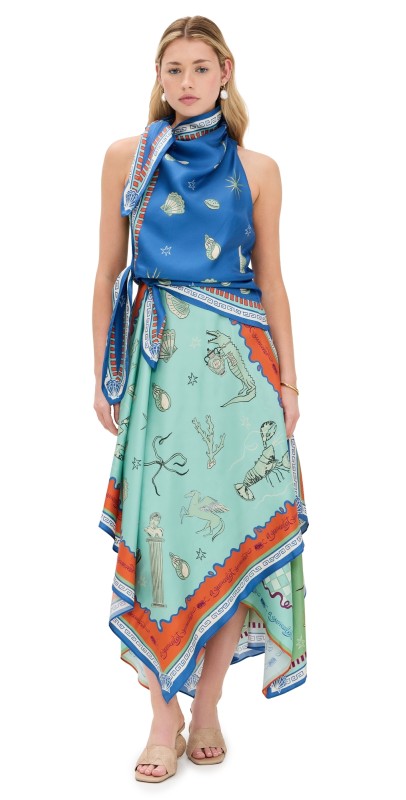 ALÉMAIS Surrealist Summer Scarf Midi Dress Multi