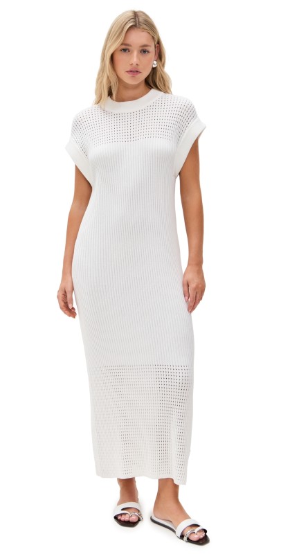 Varley Cheston Relaxed Knit Dress Snow White