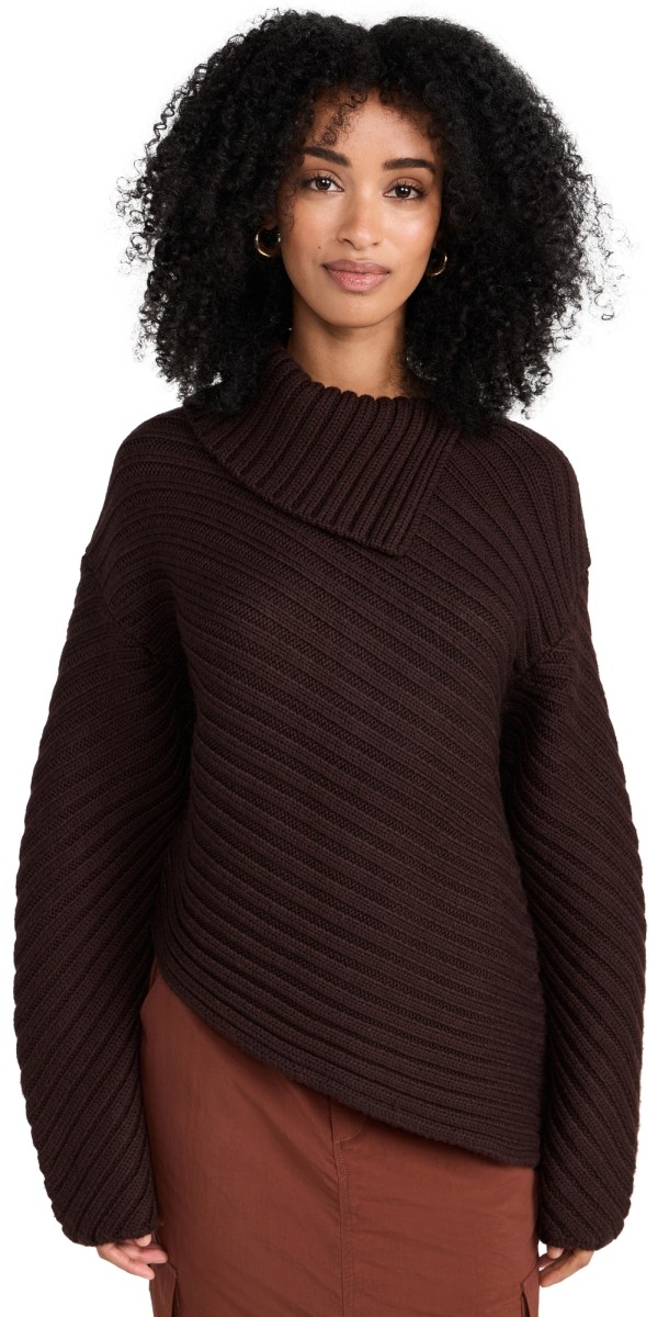 STAUD Engrave Sweater Dark Chocolate