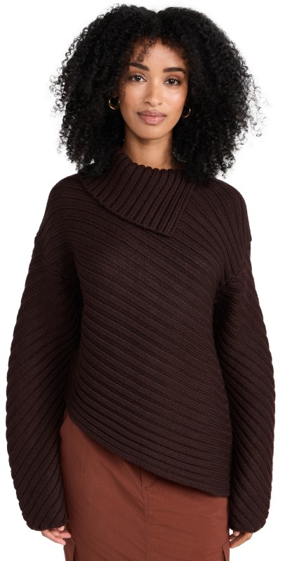 STAUD Engrave Sweater Dark Chocolate