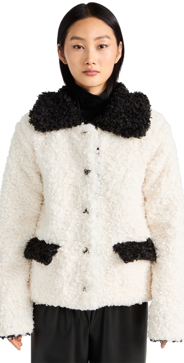 endless rose Colorblock Sherpa Jacket White/Black