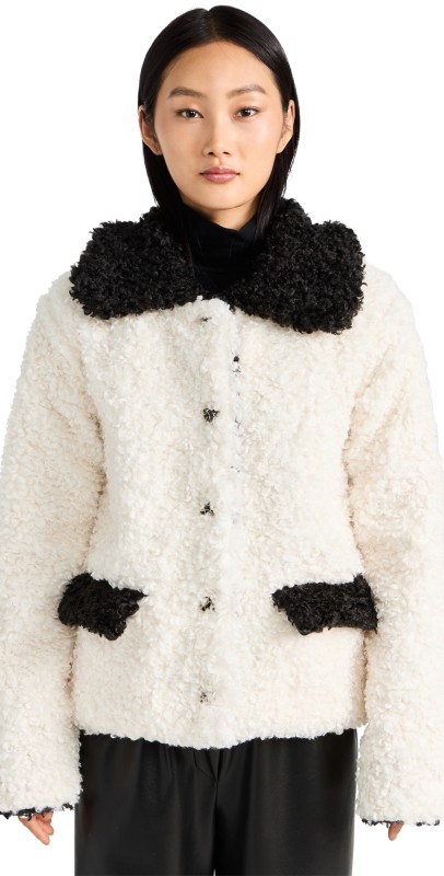 endless rose Colorblock Sherpa Jacket White/Black
