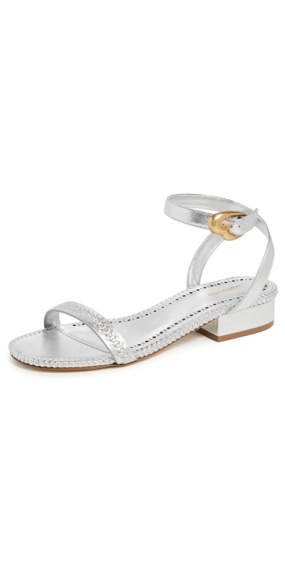 Larroudé Verona Flat Sandals Silver