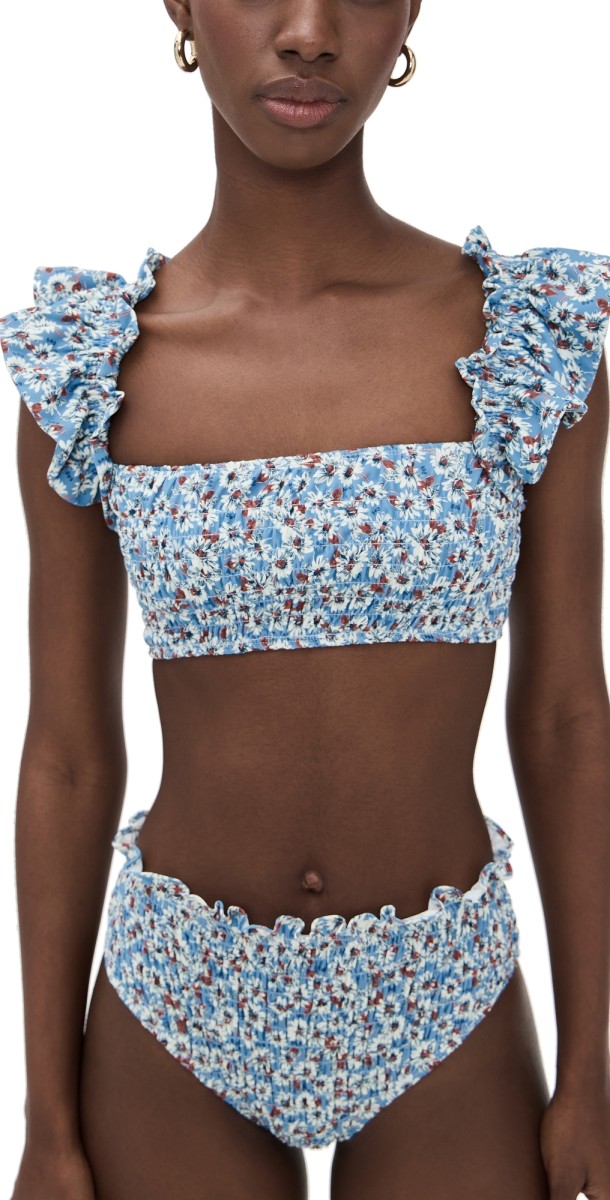 Sea Whitney Flutter Sleeve Bikini Top Blue