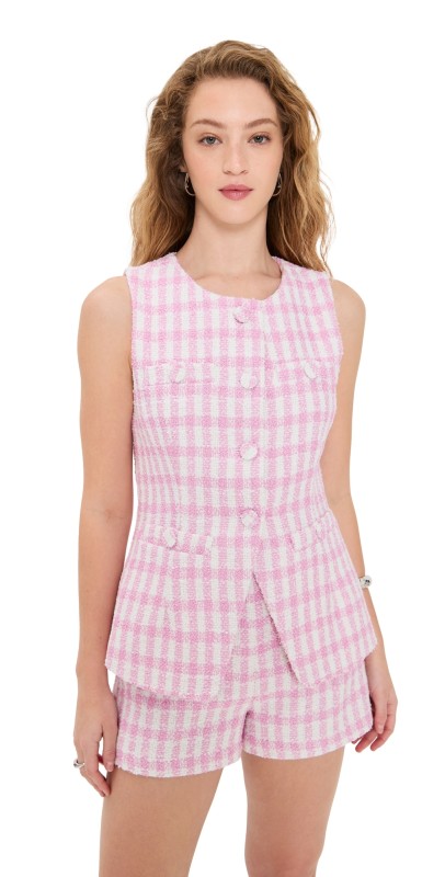 endless rose Tweed Top Jacket Pink/White